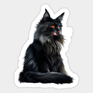 Black Main Coon Cat, Cat Lover Sticker